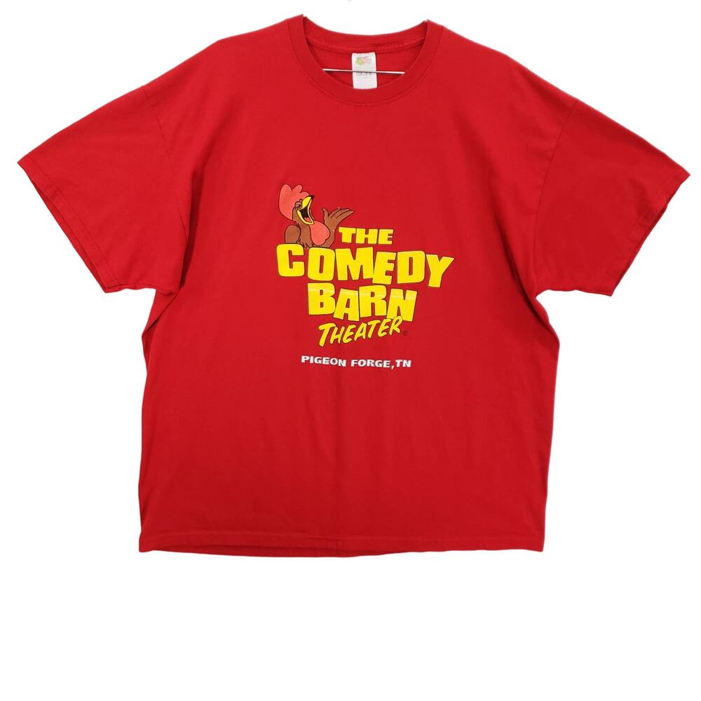 Comedy Barn Theater T Shirt Mens 2XL Red Pigeon Forge Tennessee Rooster Graphic